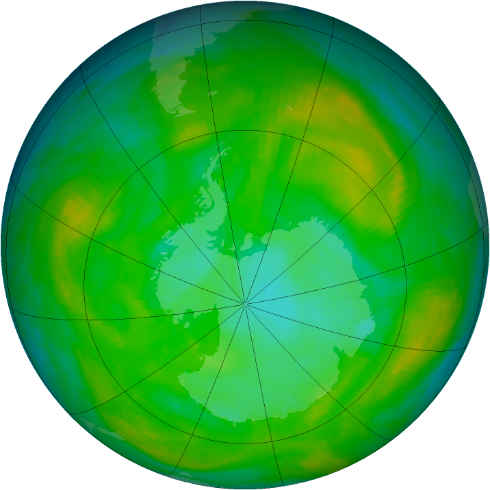 Antarctic ozone map for 04 January 1982